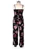 Xhilaration 100% Viscose Floral Black Jumpsuit Size XS - photo 2