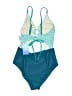Cupshe Graphic Teal Two Piece Swimsuit Size M - photo 2