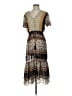 One September 100% Polyester Print Brown Casual Dress Size S - photo 1