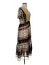One September 100% Polyester Print Brown Casual Dress Size S - photo 4