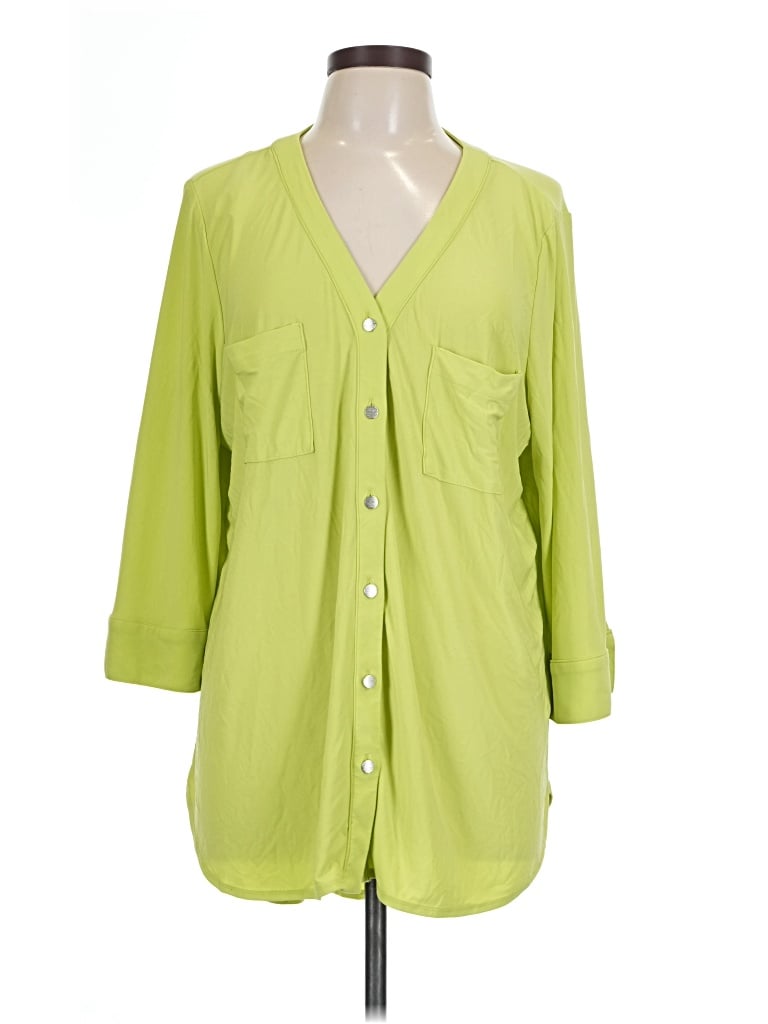 Pre-owned Investments 3/4 Sleeve Blouse In Green