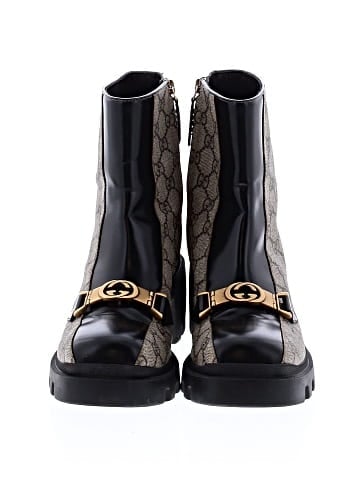 Gucci Interlocking G Lug Sole Ankle Boots GG Coated Canvas  (view 2)