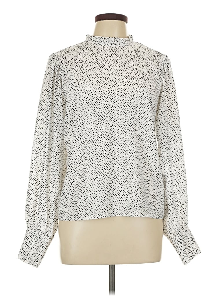 Pre-owned Maison D' Amelie Long Sleeve Blouse In Silver