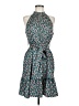 Shein 100% Polyester Print Teal Cocktail Dress Size 6 - photo 1