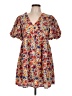 Entro 100% Polyester Print Orange Casual Dress Size L - photo 1