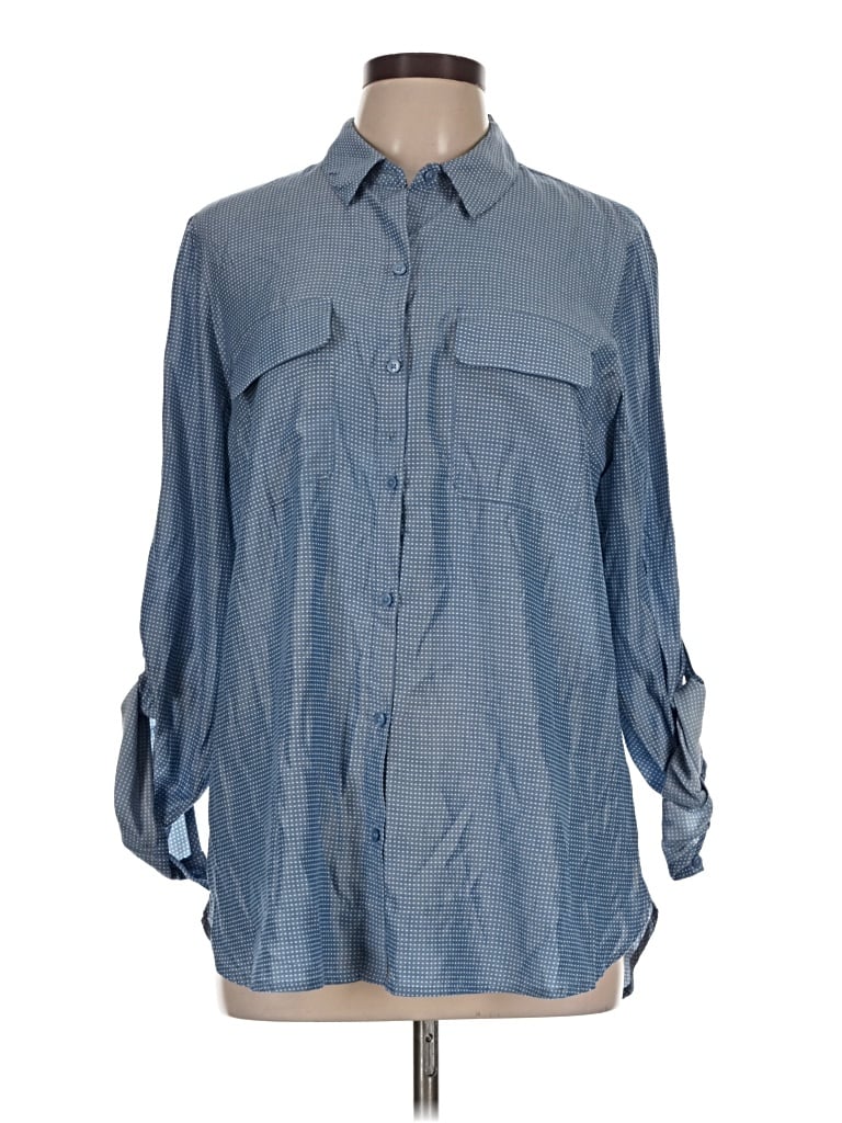 Pre-owned Express Outlet 3/4 Sleeve Blouse In Blue