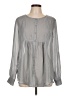 Ann Taylor LOFT 100% Polyester Gray Long Sleeve Blouse Size L - photo 1