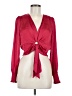 Bebe 100% Polyester Burgundy Long Sleeve Blouse Size 6 - photo 1