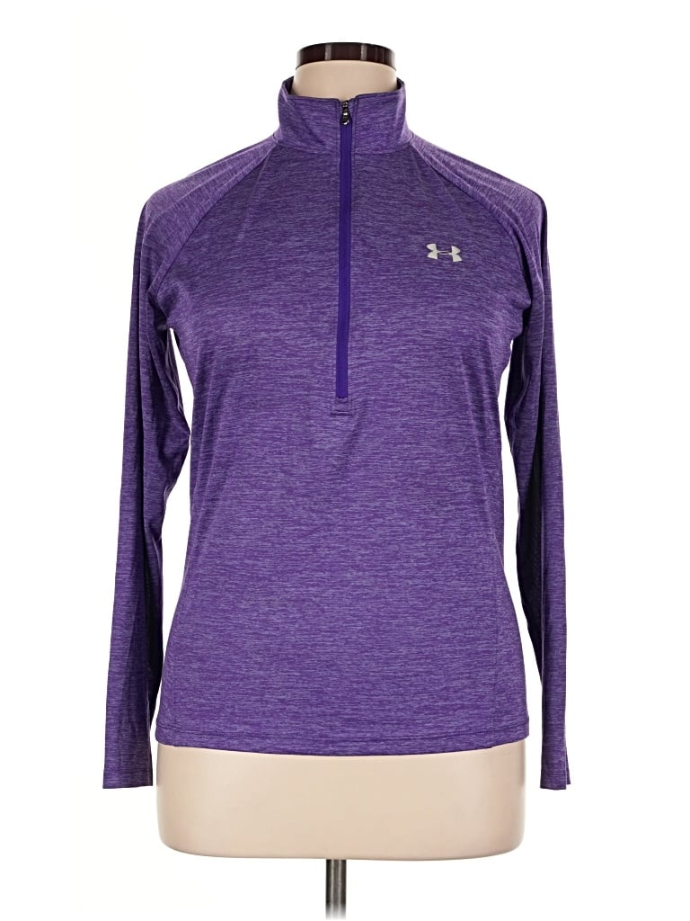Pre-owned Under Armour Long Sleeve Top Purple Keyhole Neckline Tops