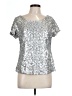 Worthington 100% Polyester Metallic Silver Short Sleeve Top Size L - photo 1