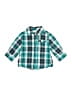 First Impressions 100% Cotton Plaid Teal Long Sleeve Button-Down Shirt Size 3-6 mo - photo 1