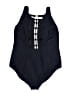 Mainstream Solid Blue Black One Piece Swimsuit Size 18 - photo 2