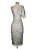 Betsy & Adam Metallic Silver Cocktail Dress Size 2 - photo 2