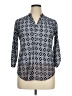 Perseption Concept Print Blue 3/4 Sleeve Button-Down Shirt Size XL (petite) - photo 1