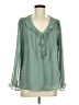 Simplee 100% Recycled Polyester Green Long Sleeve Blouse Size M - photo 1
