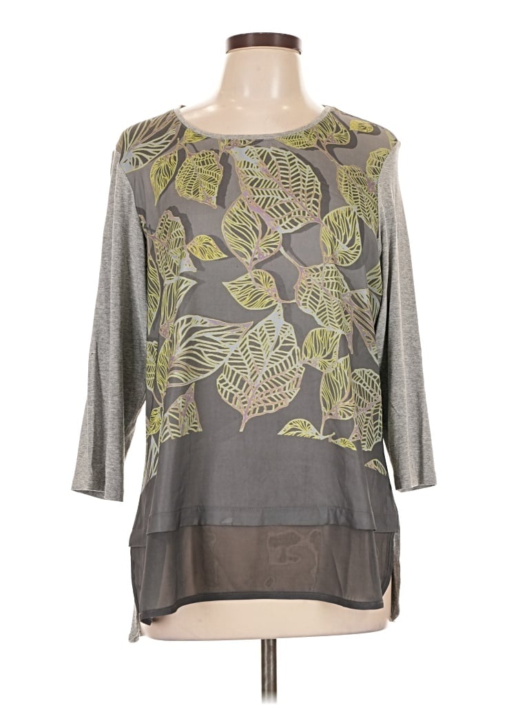 Pre-owned Blanca 3/4 Sleeve Blouse In Gray