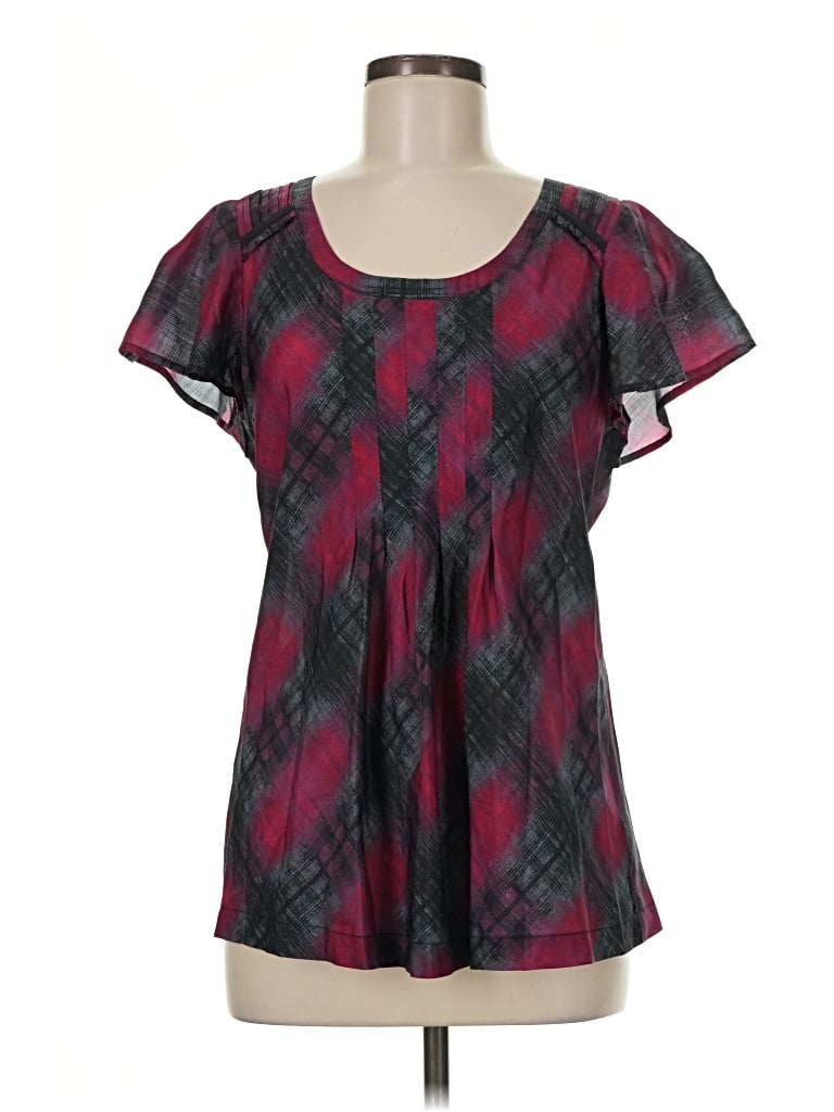 Pre-owned Dkny Jeans Short Sleeve Blouse In Burgundy