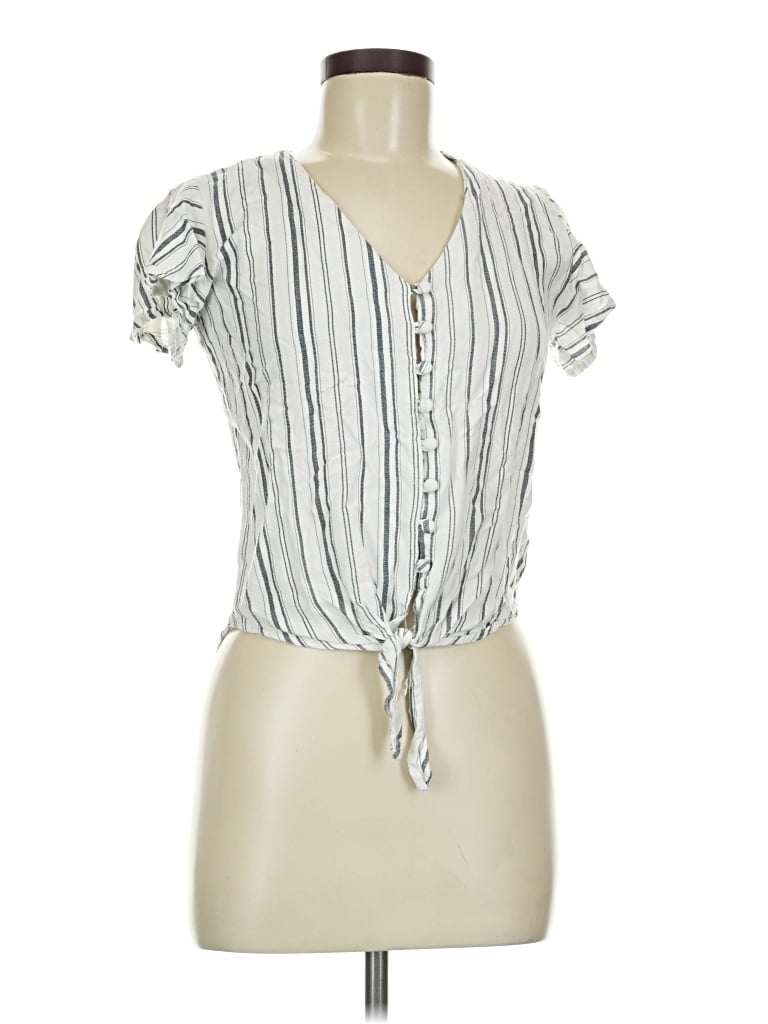 Pre-owned Sim & Sam Short Sleeve Blouse In Ivory