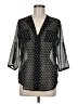 Assorted Brands 100% Polyester Polka Dots Black 3/4 Sleeve Blouse Size M - photo 1