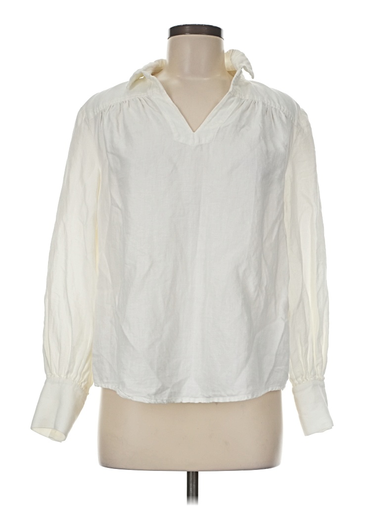 Pre-owned Frame Long Sleeve Blouse In Ivory