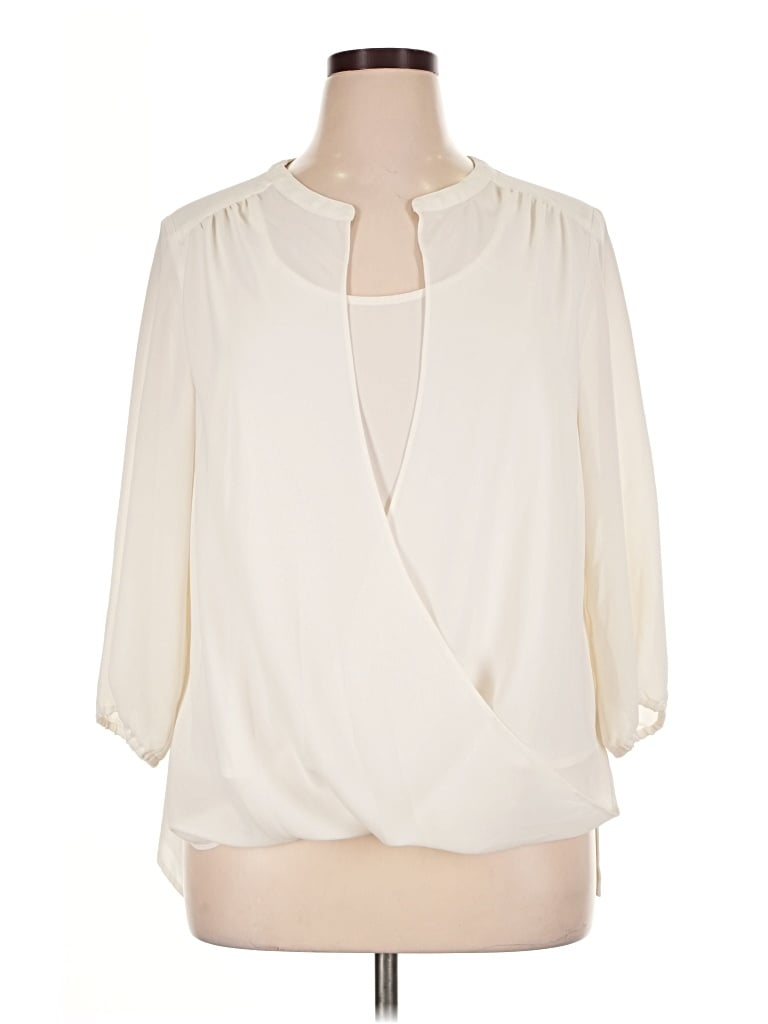 Pre-owned Jjill 3/4 Sleeve T-shirt In Ivory