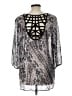 Maurices 100% Polyester Gray 3/4 Sleeve Blouse Size L - photo 2