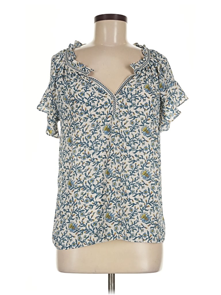 Pre-owned Max Studio Short Sleeve Blouse In Blue