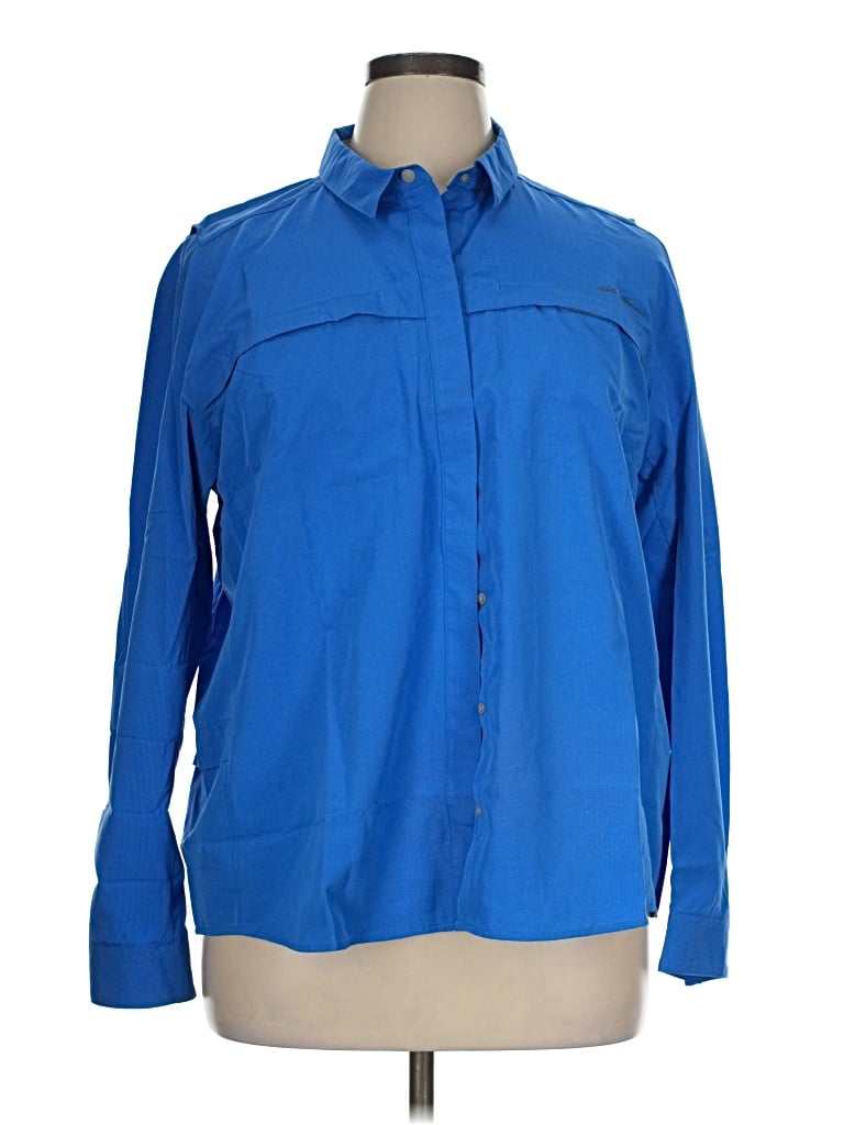 Pre-owned Eddie Bauer Long Sleeve Blouse In Blue