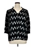 NY Collection 100% Polyester Chevron-herringbone Black 3/4 Sleeve Blouse Size 1X - photo 1