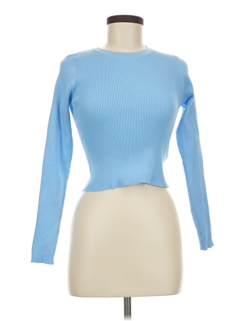 Pre-owned Sincerely Jules Long Sleeve Top Blue Turtleneck Tops