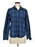 Diane von Furstenberg Plaid Blue Long Sleeve Button-Down Shirt Size 8 - photo 1