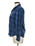 Diane von Furstenberg Plaid Blue Long Sleeve Button-Down Shirt Size 8 - photo 5