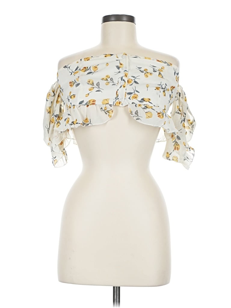 Pre-owned Nasty Gal Inc. Short Sleeve Blouse In Ivory