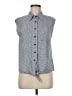 Kenar Polka Dots Blue Sleeveless Button-Down Shirt Size M - photo 1