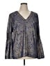 MICHAEL Michael Kors 100% Polyester Blue Long Sleeve Blouse Size XL - photo 1
