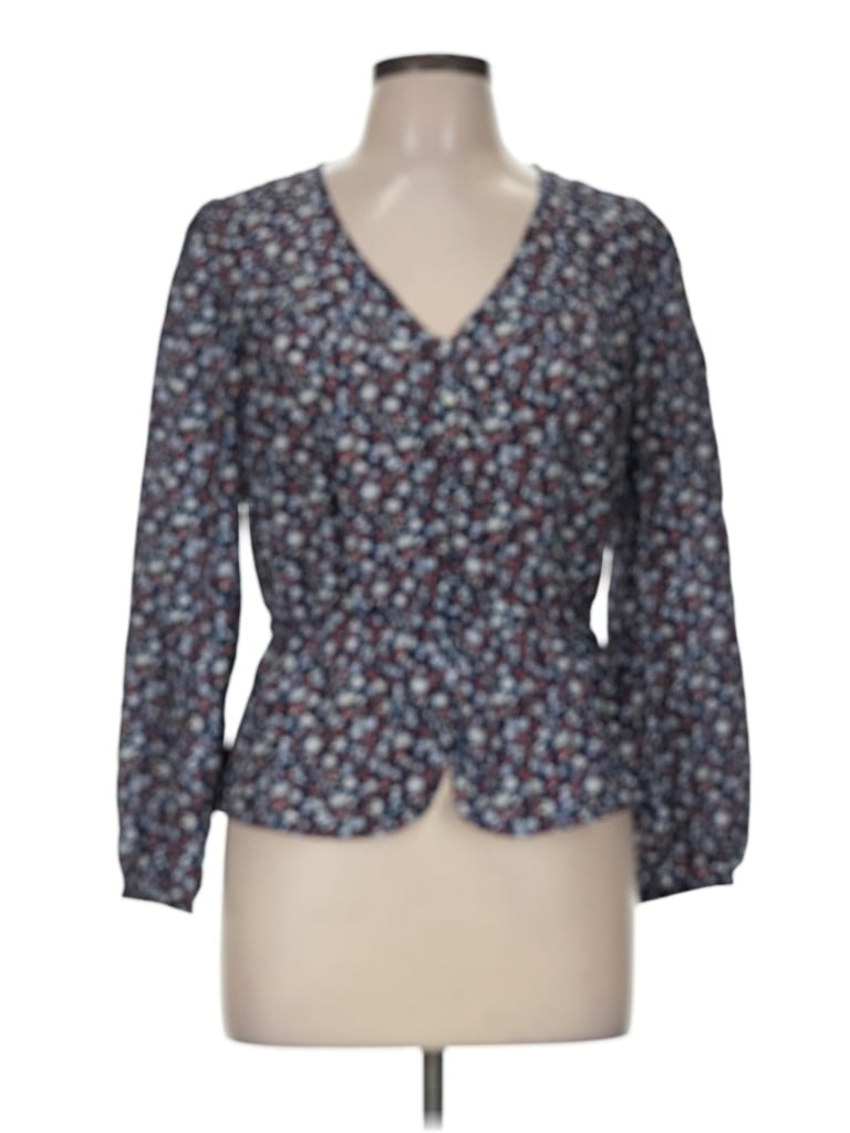 Pre-owned Madewell 3/4 Sleeve Silk Top Gray Sweetheart Neckline Tops