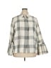 Lane Bryant Checkered-gingham Gray 3/4 Sleeve Blouse Size 18 - photo 1