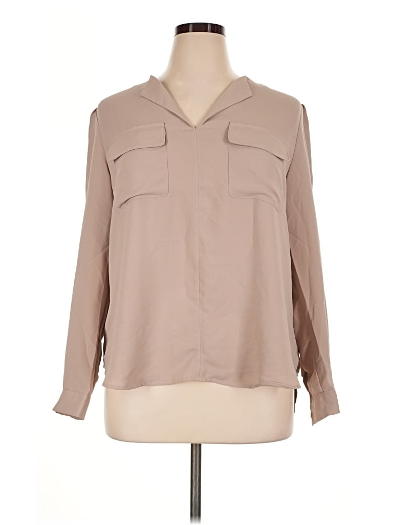 Jones New York Signature Long Sleeve Blouse In Tan