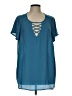 Torrid Teal Short Sleeve Blouse Size Lg Plus (0) - photo 1