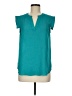 J.Crew 100% Polyester Teal Short Sleeve Blouse Size 6 - photo 1