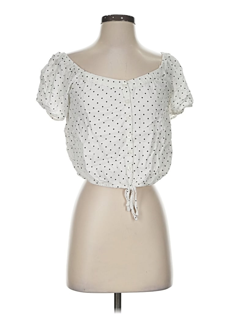 Pre-owned Hollister Short Sleeve Top White Sweetheart Neckline Tops