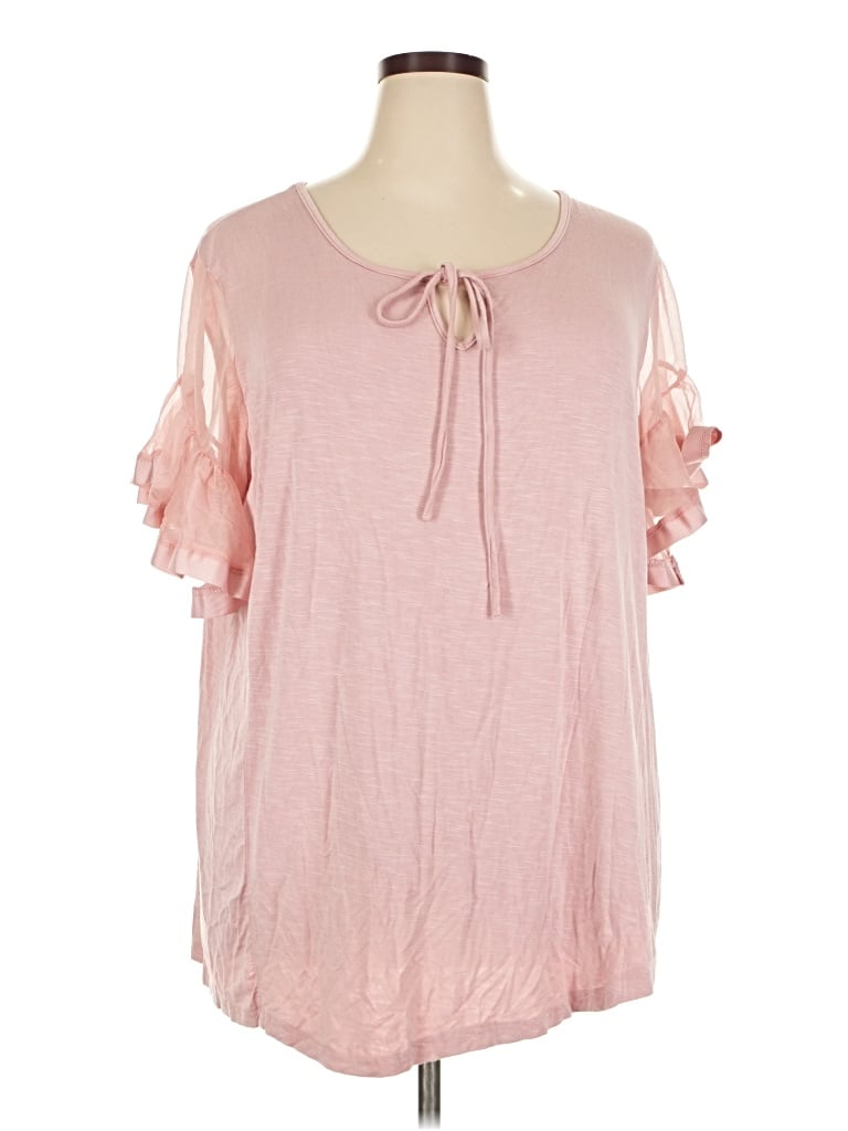 Pre-owned Suzanne Betro Short Sleeve Blouse In Pink
