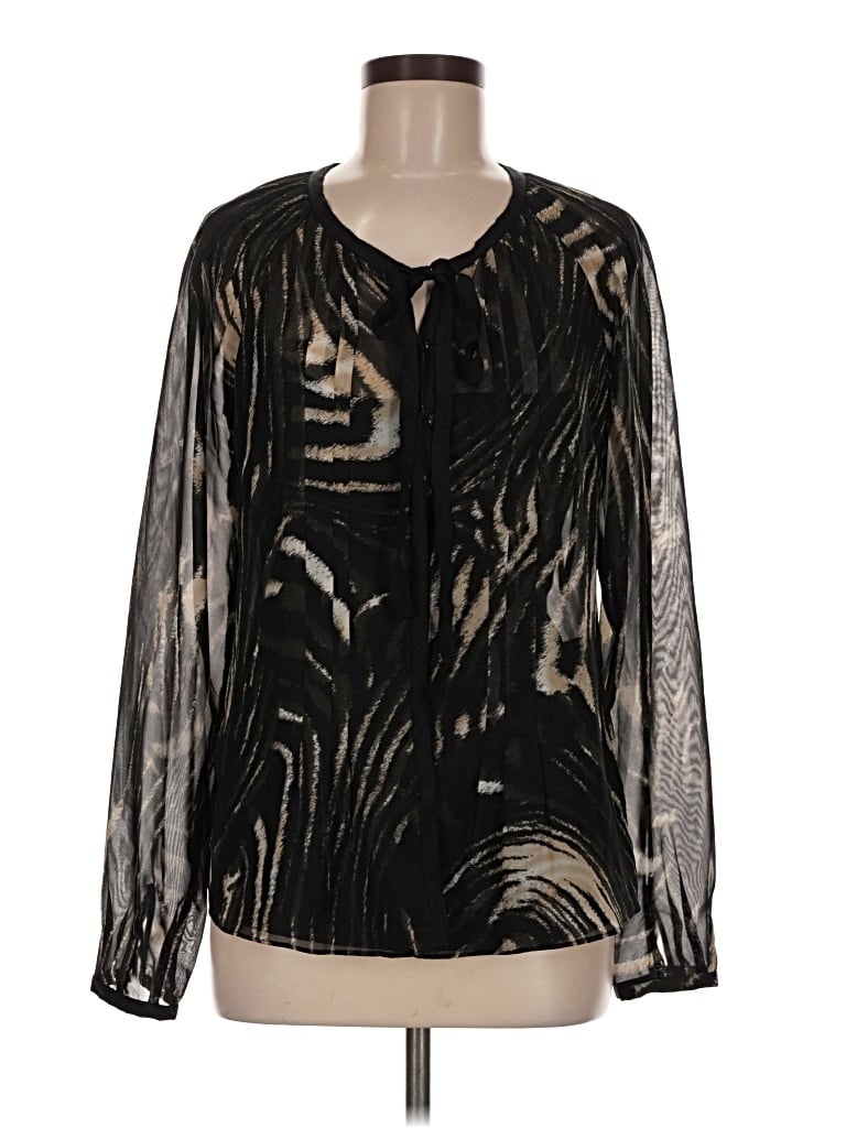 Pre-owned Tahari Long Sleeve Blouse In Black