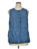 J.Jill Solid Blue Sleeveless Button-Down Shirt Size XL Petite - photo 1