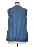 J.Jill Solid Blue Sleeveless Button-Down Shirt Size XL Petite - photo 2