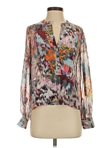 BCBGMAXAZRIA Long Sleeve Silk Top (view 1)