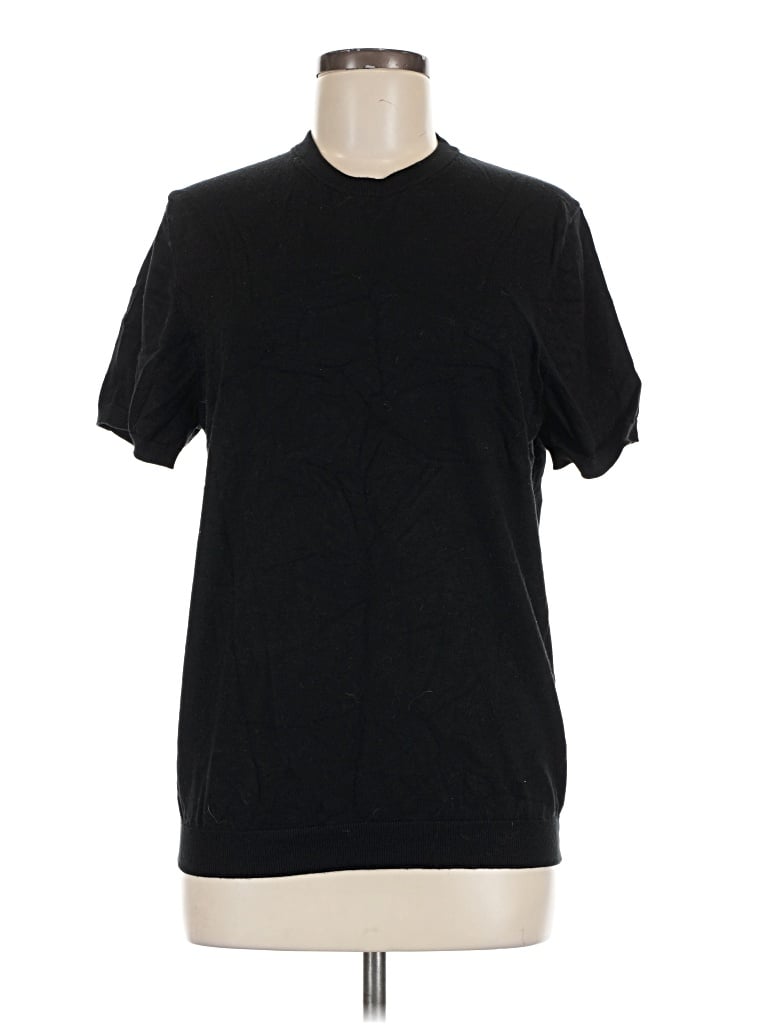 Pre-owned Zara Short Sleeve Top Black Crew Neck Tops