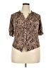Bobeau 100% Rayon Animal Print Brown Short Sleeve Blouse Size XL - photo 1