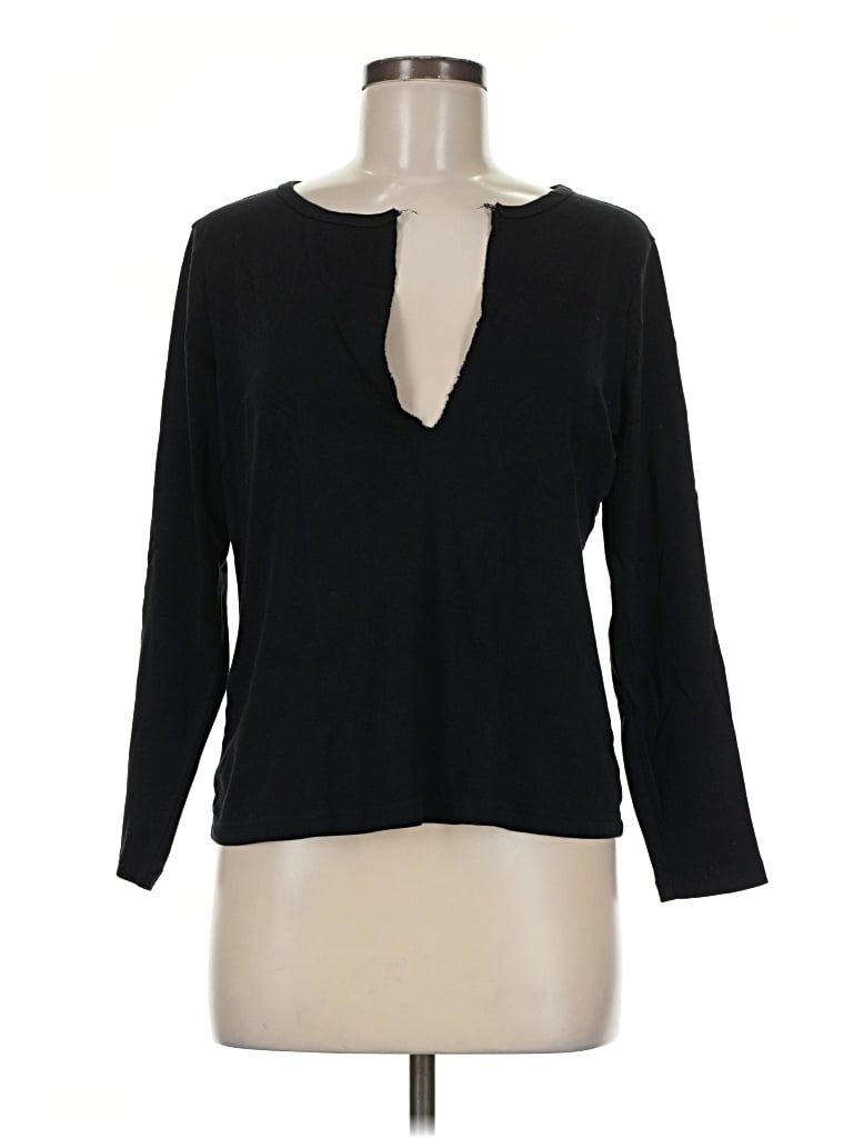 Pre-owned St. John's Bay Long Sleeve Henley Shirt In Black