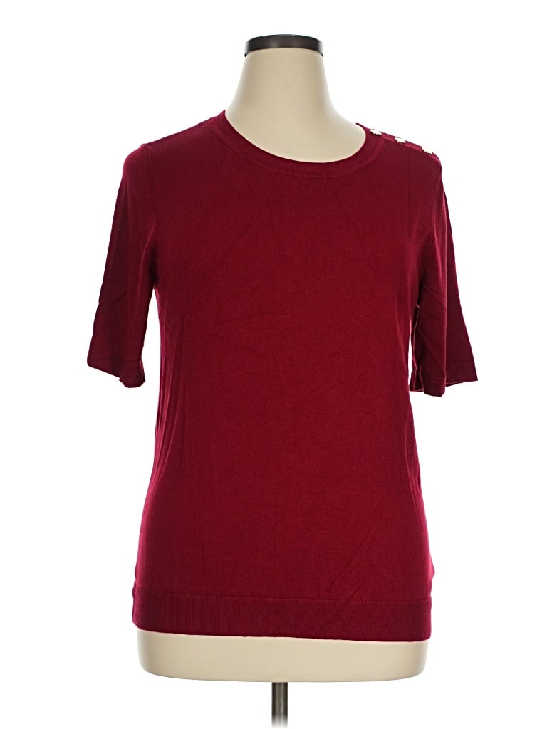 Pre-owned Anne Klein Cardigan Sweater In Burgundy
